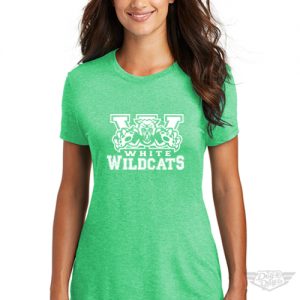 DogDayz Apparel - Tee - White Wildcats - Women - Green Frost